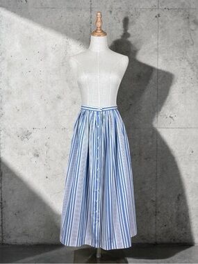 Ralph Lauren Blue Label Vintage Challis Skirt Santorini Blue Stripe | 14